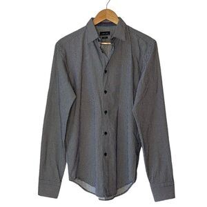 Zara Man Blue Polkadot Dress Shirt Button Down Slim Fit M
